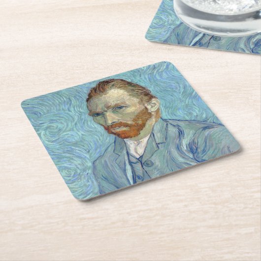 Selbstportrait, Vincent van Gogh, 1889 Rechteckiger Pappuntersetzer (angewinkelt)
