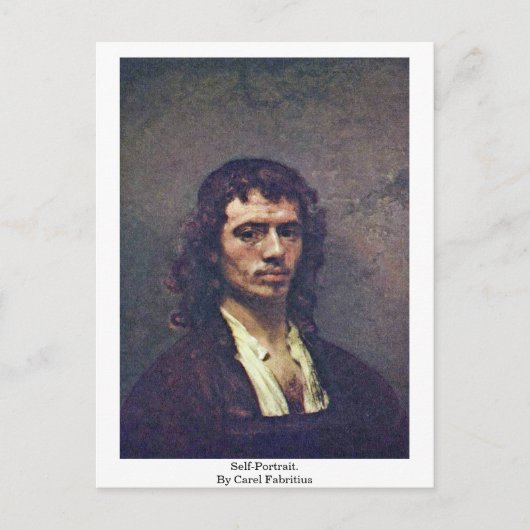 Selbstportrait. von Carel Fabritius Postkarte (Vorderseite)