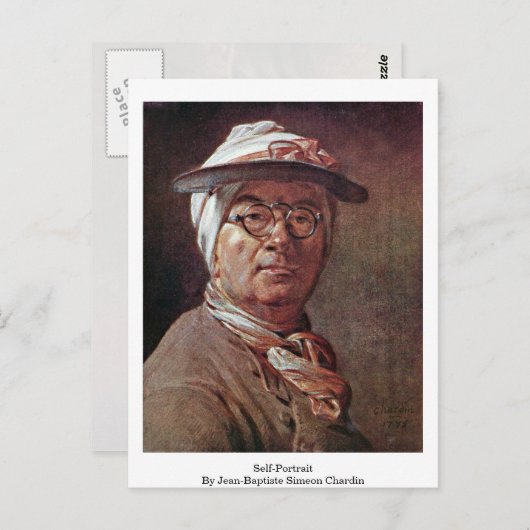 Selbstportrait von Jean-Baptiste Simeon Chardin Postkarte (Vorne/Hinten)