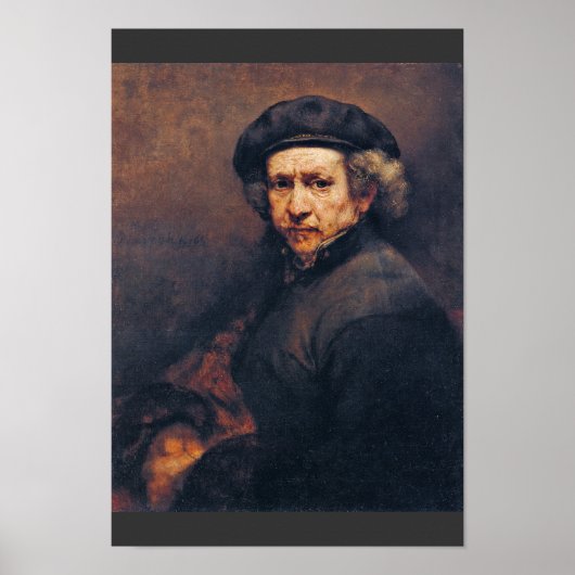 Selbstportrait, von Rembrandt (beste Qualität) Poster (Vorne)
