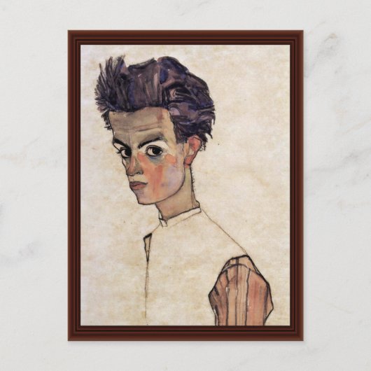 Selbstportrait von Schiele Egon Postkarte (Vorderseite)