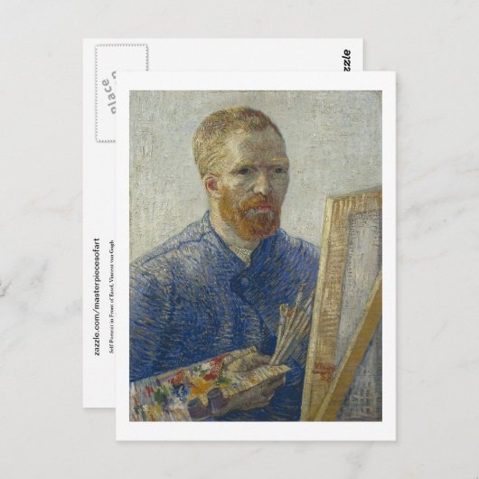 Selbstportrait vor Easel, Van Gogh Fine Art Postkarte (Vorne/Hinten)