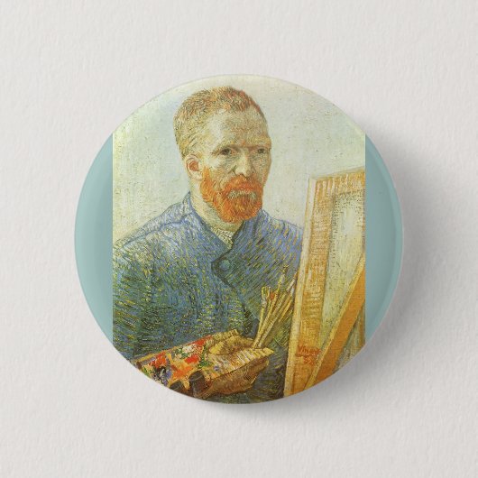 Selbstportrait vor Easel, Vincent van Gogh Button (Vorderseite)
