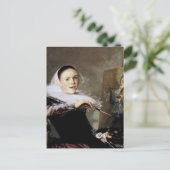 Selbstporträt am Easel Postkarte (Stehend Vorderseite)