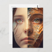 Selbstporträt der KI Postkarte (Vorne/Hinten)