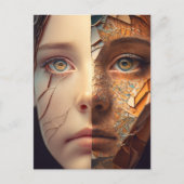 Selbstporträt der KI Postkarte (Vorderseite)