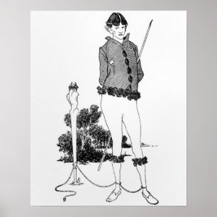 Selbstporträt gebunden an einem Herm (Stich) (b&w Poster