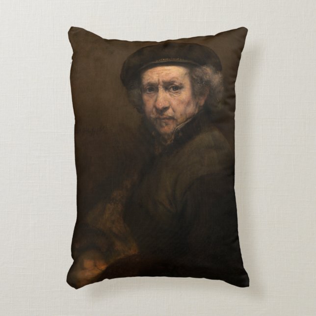 Selbstporträt mit Barett durch Rembrandt Zierkissen (Vorderseite(Vertikal))