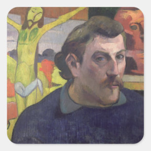 Selbstporträt mit dem gelben Christus, 1890 Quadratischer Aufkleber