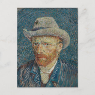 Selbstporträt mit grauem Filzhut von Vincent van G Postkarte