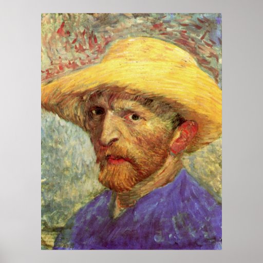 Selbstporträt mit Strohhut durch <b>Vincent van Gogh</b> Poster - selbstportrat_mit_strohhut_durch_vincent_van_gogh_poster-r62063cdc1b5547d8b15d2fb461e517fd_a6xxd_8byvr_512