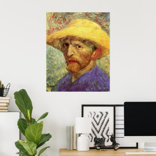 Selbstporträt mit Strohhut von Vincent van Gogh Poster