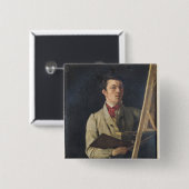 Selbstporträt, sitzend nahe bei einem Gestell, Button (Vorne & Hinten)