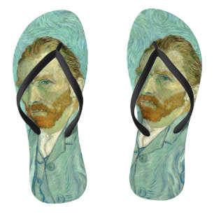 Selbstporträt Vincent Van Gogh mit blauem Hintergr Badesandalen