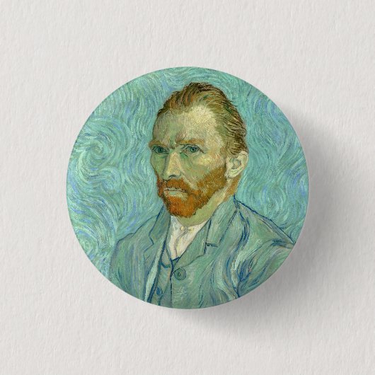 Selbstporträt Vincent Van Gogh mit blauem Hintergr Button (Vorderseite)