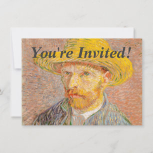 Selbstporträt Vincent Van Gogh mit Strohhut Einladung