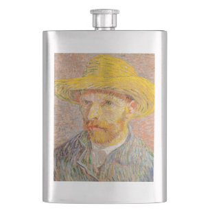 Selbstporträt Vincent Van Gogh mit Strohhut Flachmann