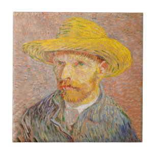 Selbstporträt Vincent Van Gogh mit Strohhut Fliese