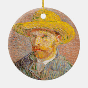 Selbstporträt Vincent Van Gogh mit Strohhut Keramik Ornament