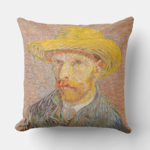 Selbstporträt Vincent Van Gogh mit Strohhut Kissen
