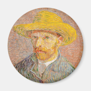 Selbstporträt Vincent Van Gogh mit Strohhut Magnet