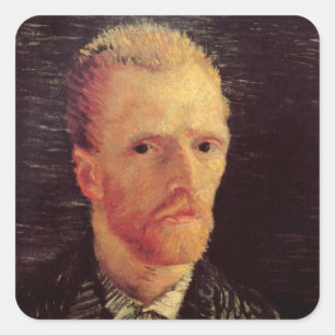 Selbstporträt Vincent van Gogh, Vintage-Fine-Art-D Quadratischer Aufkleber