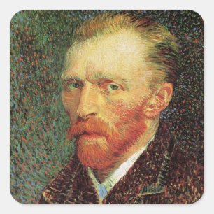 Selbstporträt Vincent van Gogh, Vintage-Fine-Art Quadratischer Aufkleber