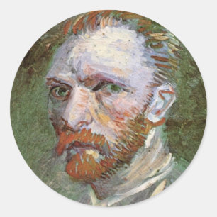 Selbstporträt Vincent van Gogh, Vintage-Fine-Art Runder Aufkleber