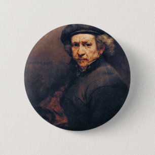 Selbstporträt von Rembrandt (Beste Qualität) Button
