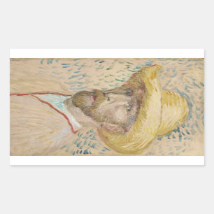 Selbstporträt von Van Gogh mit Strohhut Rechteckiger Aufkleber