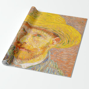Selbstporträt von Vincent Van Gogh mit Strohhut Ku Geschenkpapier
