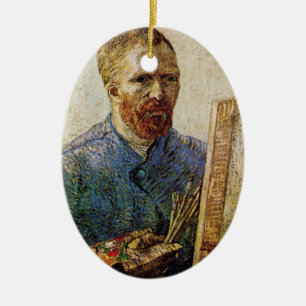 Selbstporträt von Vincent van Gogh vor der Staffel Keramikornament