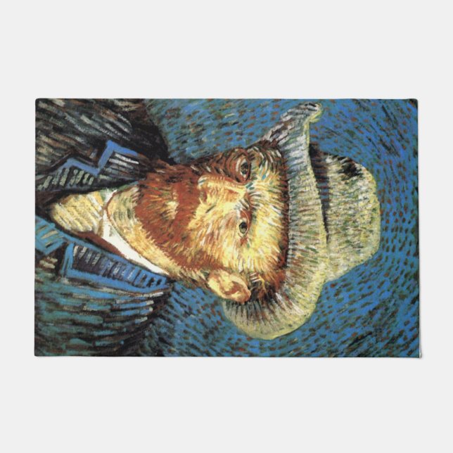 Selbstportriat mit Graufelthutmatte Fußmatte (Vorderseite)