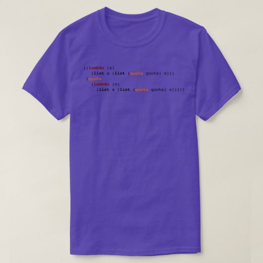 Selbstreproduzierende Lisp-Programmzeile T-Shirt (Design vorne)