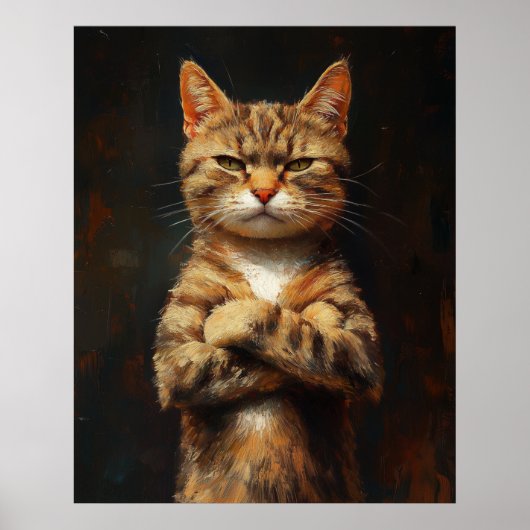 Selbstsichere getigerte Katze mit Haltung Poster (Vorne)