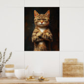 Selbstsichere getigerte Katze mit Haltung Poster (Küche)