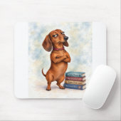 Selbstsicherer Dachshund mit lustigen Büchern Mousepad (Mit Mouse)