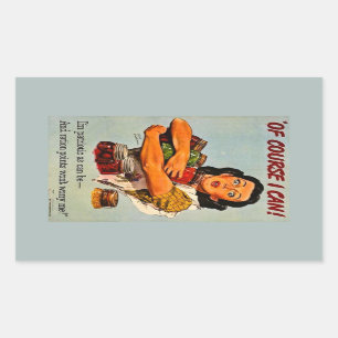 Selbstverständlich kann ich! Vintager Retro Rechteckiger Aufkleber