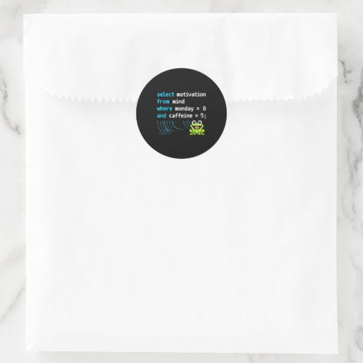Select Motivation Frog - Funny Pixel Sql Code Runder Aufkleber (Tasche)