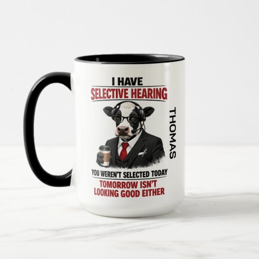 Selective Hearing cow Mug | Funny Coworker Tasse (Links)