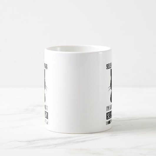 Selective Hearing – Grumpy Black Cat Coffee Humor Kaffeetasse (Mittel)