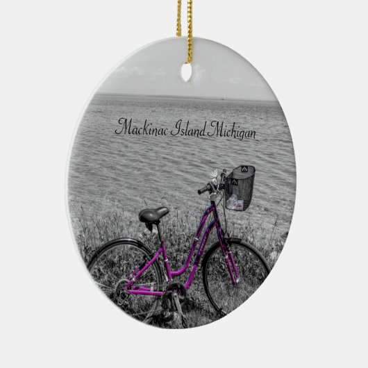 Selektive Farbe des Mackinac Island Bike Keramik Ornament (Rechts)