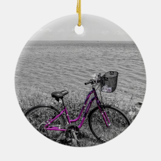 Selektive Farbe des Mackinac Island Bike Keramik Ornament (Hinten)