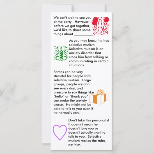 Selektive Mutismus Geburtstagskarte (Vorderseite)