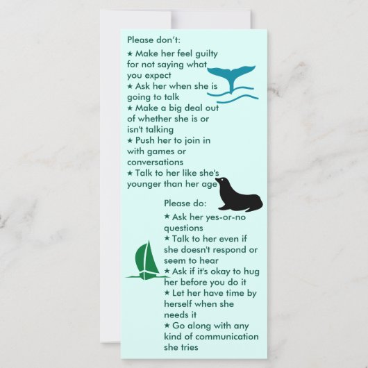 Selektive Mutismus zusammenbringen Boy Flat Card (Rückseite)