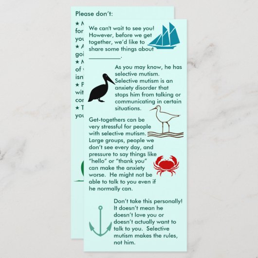 Selektive Mutismus zusammenbringen Boy Flat Card (Vorne/Hinten)