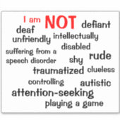 Selektiver Mutismus Ich bin NICHT Aufkleber (Vorderseite)