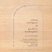 Selena Minimalistisch Arch Moderne Hochzeit Acryleinladungen (Vorderseite)