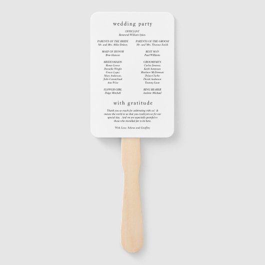 Selena Minimalistisch Arch Modernes Hochzeitsprogr Fächer (Rückseite)