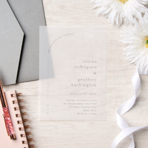 Selena Minimalistische Moderne Hochzeitsarchitektu Pergament Einladungen
